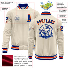 Load image into Gallery viewer, Custom Cream Royal Orange-White Bomber Varsity Letterman Zipper Jacket
