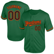 Load image into Gallery viewer, Custom Kelly Green Black-Orange Mesh Authentic Throwback Baseball Jersey
