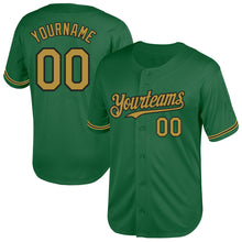 Load image into Gallery viewer, Custom Kelly Green Old Gold-Black Mesh Authentic Throwback Baseball Jersey
