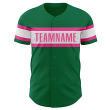 Load image into Gallery viewer, Custom Kelly Green White-Pink Authentic Baseball Jersey
