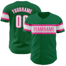 Load image into Gallery viewer, Custom Kelly Green White-Pink Authentic Baseball Jersey
