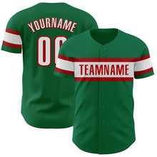 Load image into Gallery viewer, Custom Kelly Green White-Red Authentic Baseball Jersey
