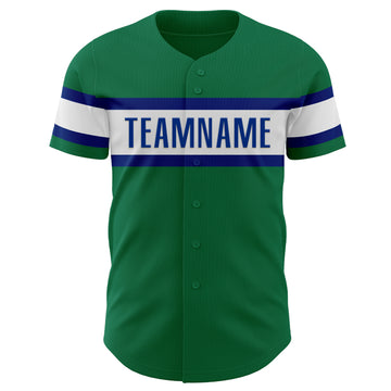 Custom Kelly Green White-Royal Authentic Baseball Jersey