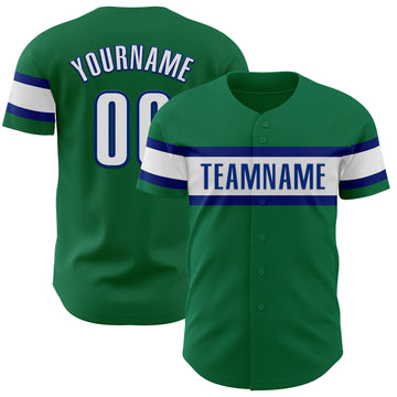 Custom Kelly Green White-Royal Authentic Baseball Jersey