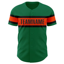 Load image into Gallery viewer, Custom Kelly Green Orange-Black Authentic Baseball Jersey
