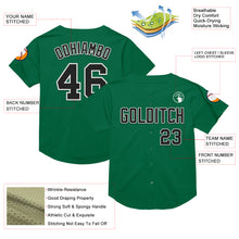 Load image into Gallery viewer, Custom Kelly Green Black-White Mesh Authentic Throwback Baseball Jersey
