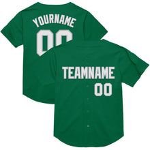 Load image into Gallery viewer, Custom Kelly Green White-Gray Mesh Authentic Throwback Baseball Jersey
