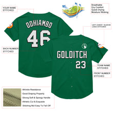 Load image into Gallery viewer, Custom Kelly Green White-Black Mesh Authentic Throwback Baseball Jersey
