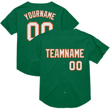 Load image into Gallery viewer, Custom Kelly Green White-Orange Mesh Authentic Throwback Baseball Jersey
