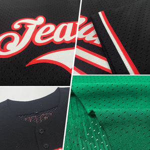 Custom Kelly Green Orange-Black Mesh Authentic Throwback Baseball Jersey