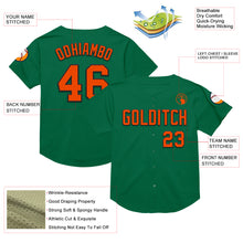 Load image into Gallery viewer, Custom Kelly Green Orange-Black Mesh Authentic Throwback Baseball Jersey
