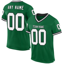 Load image into Gallery viewer, Custom Kelly Green White-Black Mesh Authentic Throwback Football Jersey
