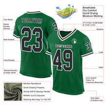 Load image into Gallery viewer, Custom Kelly Green Black-White Mesh Authentic Throwback Football Jersey
