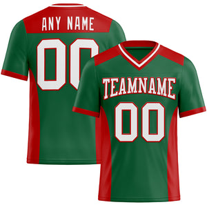 Custom Kelly Green White-Red Mesh Authentic Football Jersey