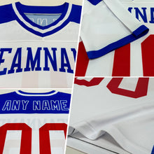 Load image into Gallery viewer, Custom Kelly Green Royal-White Mesh Authentic Football Jersey
