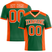 Load image into Gallery viewer, Custom Kelly Green Orange-White Mesh Authentic Football Jersey
