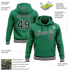 Custom Stitched Kelly Green Black-White Sports Pullover Sweatshirt Hoodie