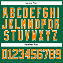 Load image into Gallery viewer, Custom Kelly Green Bay Orange-White Hockey Lace Neck Jersey
