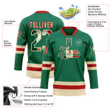 Load image into Gallery viewer, Custom Kelly Green Vintage Mexican Flag Cream-Red Hockey Lace Neck Jersey
