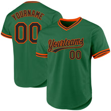 Load image into Gallery viewer, Custom Kelly Green Black-Orange Authentic Throwback Baseball Jersey
