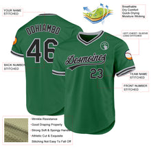 Load image into Gallery viewer, Custom Kelly Green Black-Gray Authentic Throwback Baseball Jersey
