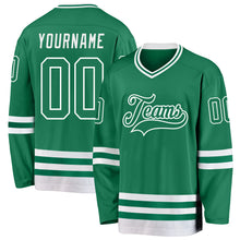 Load image into Gallery viewer, Custom Kelly Green White Hockey Jersey
