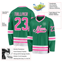 Load image into Gallery viewer, Custom Kelly Green Pink-White Hockey Jersey
