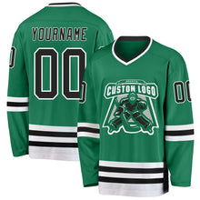 Load image into Gallery viewer, Custom Kelly Green Black-White Hockey Jersey
