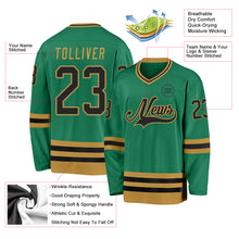 Load image into Gallery viewer, Custom Kelly Green Black-Old Gold Hockey Jersey
