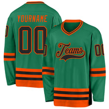 Load image into Gallery viewer, Custom Kelly Green Black-Orange Hockey Jersey
