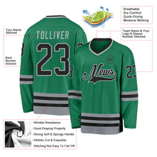 Load image into Gallery viewer, Custom Kelly Green Black-Gray Hockey Jersey
