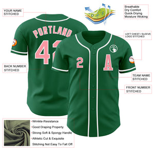 Custom Kelly Green Medium Pink-White Authentic Baseball Jersey