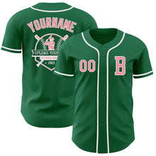 Load image into Gallery viewer, Custom Kelly Green Medium Pink-White Authentic Baseball Jersey
