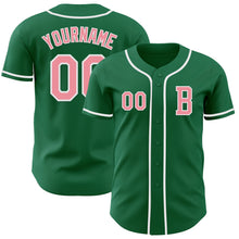 Load image into Gallery viewer, Custom Kelly Green Medium Pink-White Authentic Baseball Jersey
