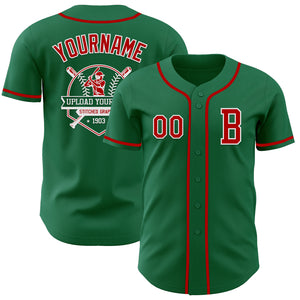 Custom Kelly Green Red-White Authentic Baseball Jersey