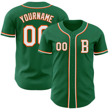 Load image into Gallery viewer, Custom Kelly Green White-Orange Authentic Baseball Jersey
