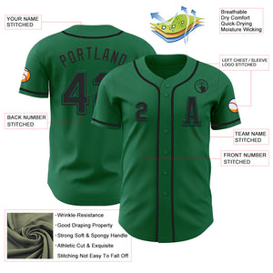 Custom Kelly Green Black Authentic Baseball Jersey