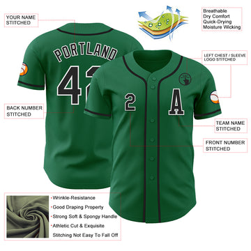 Custom Kelly Green Black-White Authentic Baseball Jersey