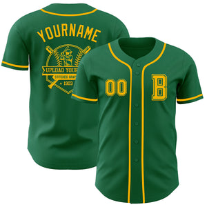 Custom Kelly Green Gold Authentic Baseball Jersey