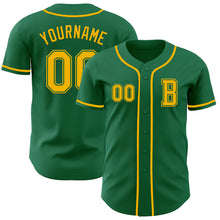 Load image into Gallery viewer, Custom Kelly Green Gold Authentic Baseball Jersey
