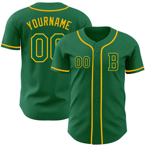 Custom Kelly Green Gold Authentic Baseball Jersey