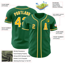 Load image into Gallery viewer, Custom Kelly Green Gold-White Authentic Baseball Jersey
