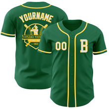 Load image into Gallery viewer, Custom Kelly Green White-Yellow Authentic Baseball Jersey
