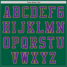 Load image into Gallery viewer, Custom Kelly Green Purple-Old Gold Authentic Baseball Jersey
