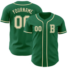 Load image into Gallery viewer, Custom Kelly Green Cream Authentic Baseball Jersey
