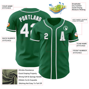 Custom Kelly Green White-Gray Authentic Baseball Jersey