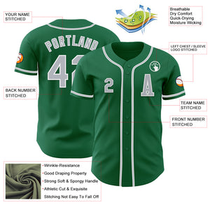 Custom Kelly Green Gray-White Authentic Baseball Jersey