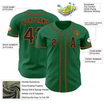 Custom Kelly Green Black-Orange Authentic Baseball Jersey