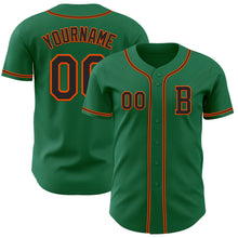 Load image into Gallery viewer, Custom Kelly Green Black-Orange Authentic Baseball Jersey
