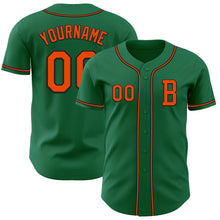 Load image into Gallery viewer, Custom Kelly Green Orange-Black Authentic Baseball Jersey
